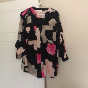 Calvin Klein Split-Neck Button-Front Tunic Top -- 0X